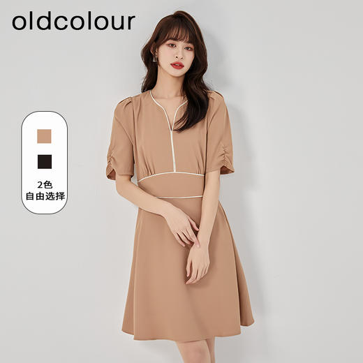 oldcolour2023夏季新款法式优雅小个子高腰短款连衣裙O22101456 商品图0