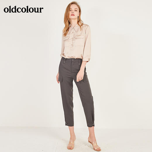 oldcolour春季纯色设计感百搭工装长裤女N13073331 商品图3