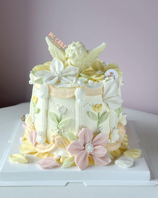 天使小碎花|翻糖仿刮刀花装饰蛋糕 商品图0