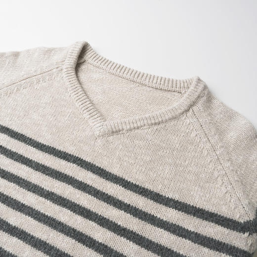 ROMI STUDIO“法式优雅”意大利6s绵羊毛混纺针织条纹毛衫 432T9132 商品图1