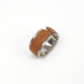 hobo BRASS RING with COW LEATHER 黄铜牛皮合成戒指