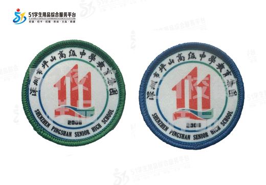 通版深圳市坪山高级中学教育集团男女生蓝绿色包边校徽缝烫现货51 商品图0