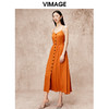 VIMAGE纬漫纪时尚露背时尚简约显瘦吊带橙色连衣裙秋新款V2207817 商品缩略图1
