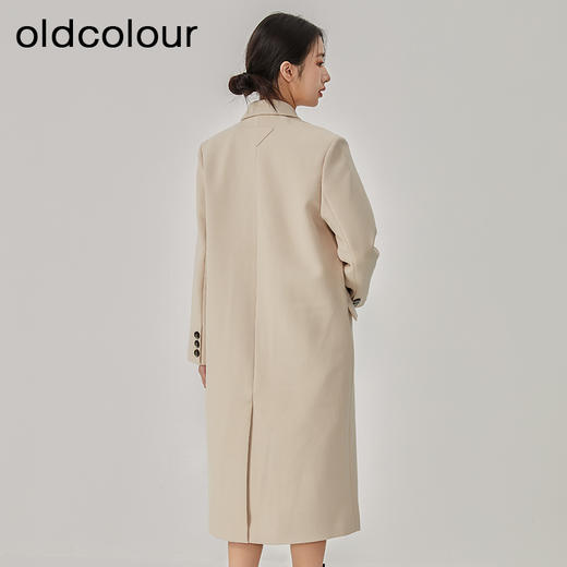 oldcolour2023春季新款杏色休闲简约长款西装风衣外套女O11043108 商品图4