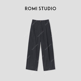 ROMI STUDIO“盈动之蓝”肌理感洗水挺阔直筒休闲裤421K8033
