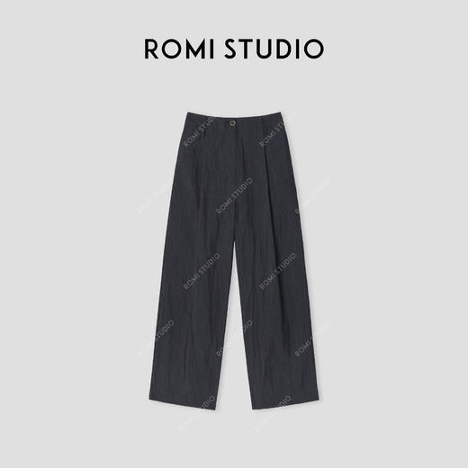 ROMI STUDIO“盈动之蓝”肌理感洗水挺阔直筒休闲裤421K8033 商品图0