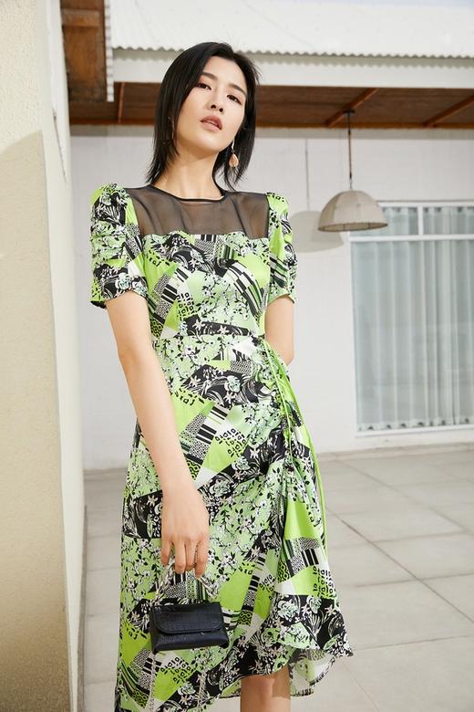 L.Fleuri 圆领薄纱拼接连衣裙 13356 商品图0