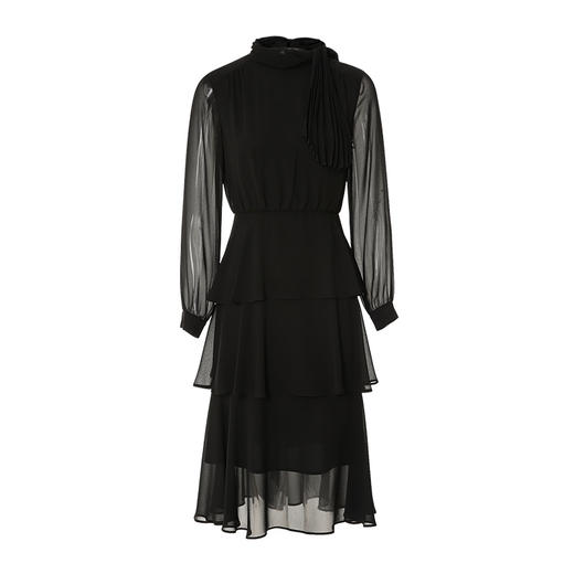 EITIE爱特爱春季新款气质立领灯笼袖垂坠时尚蛋糕连衣裙A2307107 商品图6