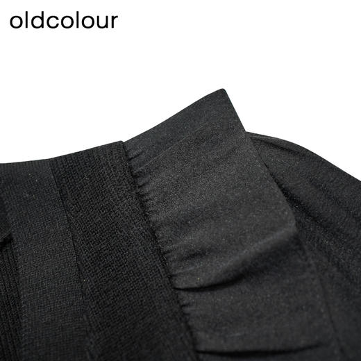 oldcolour秋季新款黑色高级V领长袖毛织短外套女P380501A1 商品图2