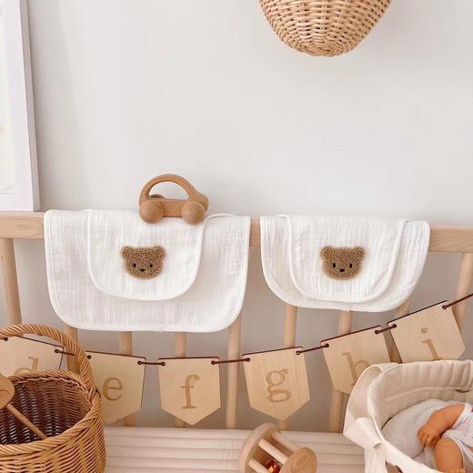 【越洗越软，小熊绉纱布吸汗巾】小熊全棉四层绉纱布吸汗巾隔汗巾，水洗起皱纹理轻柔贴服舒适透气，幼儿园A类全棉婴精致走线包边儿童透气可爱QQ 商品图3