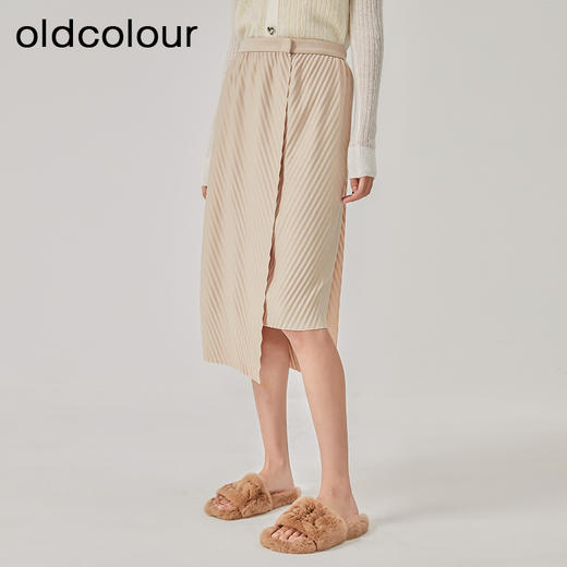 oldcolour2023春新款米色复古直筒简约休闲时尚半身裙女O12063260 商品图0