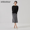 oldcolour2023春季新款黑色时尚修身褶皱设计长袖T恤女HO14023209 商品缩略图2