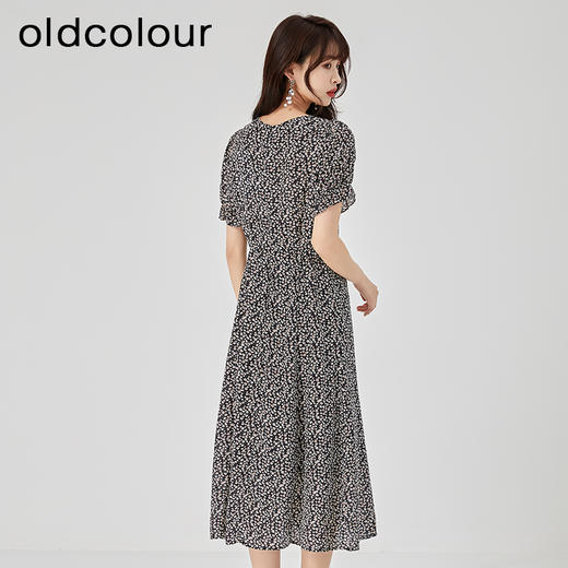 oldcolour2023夏新款法式气质高腰显瘦泡泡袖碎花连衣裙O22101405 商品图4