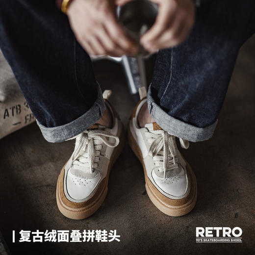 马登复古小众板鞋夏新款低帮休闲透气滑板鞋厚底增高百搭小白鞋男 商品图2