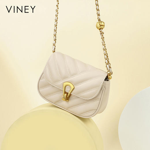 菱格小方包 | VINEY含牛皮时尚百搭高级感单肩斜挎包精致优雅小金球女包4426 商品图0