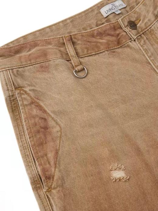 LIVINGTOWN/LT破洞泥染伐木微喇牛仔裤 商品图4