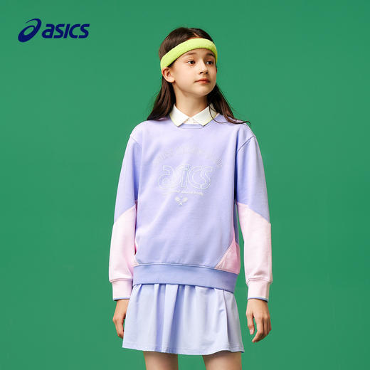 【商城同款】ASICS/亚瑟士童装秋季卫衣撞色拼接运动柔软T恤新品 商品图1