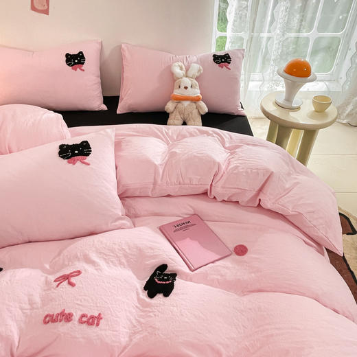 【开学季5折购】水洗超柔四件套亲肤棉可甜可盐小清新奶油风床单款床笠款套件 商品图2