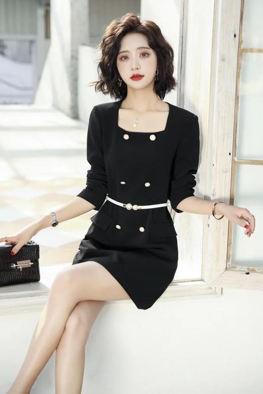 LA CRAWFISH 赫本风复古方领连衣裙 13366 商品图3