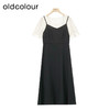 oldcolour夏季新款假两件拼接连衣裙女法式设计感裙子P22101297 商品缩略图0