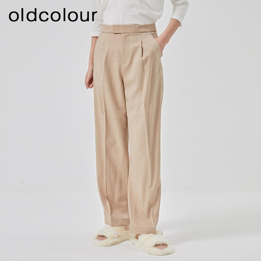 oldcolour2023春季新款简约气质高腰显瘦阔腿西装裤女HO14073224 商品图3