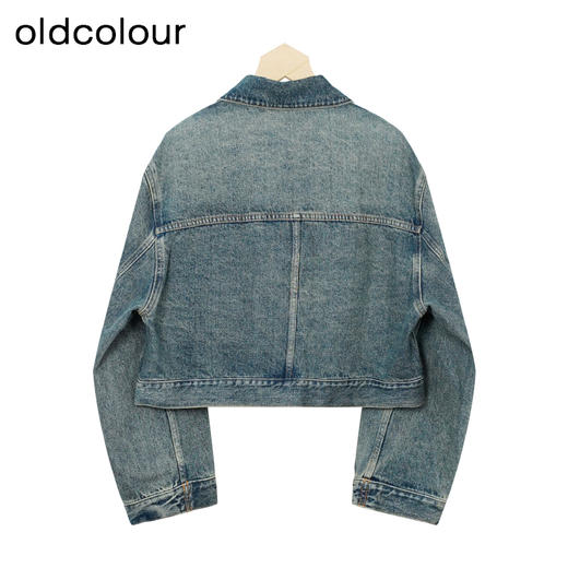 oldcolour秋季新款时尚复古水洗翻领短款牛仔外套女P320413A1 商品图1