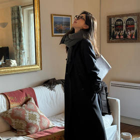 ROMI STUDIO“轻量风度”绵羊毛混纺轻量感西装领风衣外套 441D6003