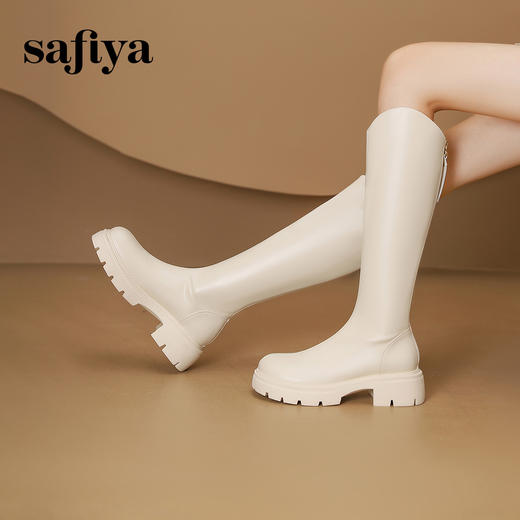 Safiya/索菲娅2024冬 小个子增高厚底粗跟不过膝显瘦高筒骑士靴  SF44117018 商品图5