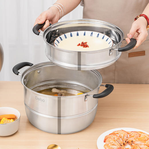 Debo德铂 尼克尔蒸锅304不锈钢三层汤蒸两用锅28cm 商品图3