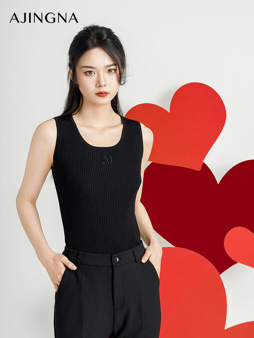 【商场同款】阿菁娜2024秋季新款U型领简约时尚背心A29Q301039 商品图1