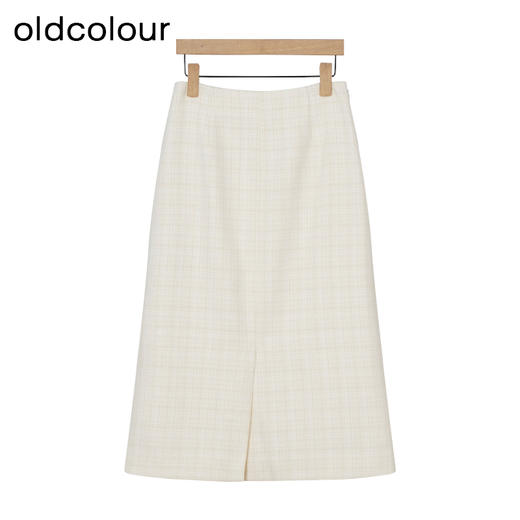 oldcolour秋季新款时尚通勤格纹小香风半身裙中长款女P330615A1 商品图1