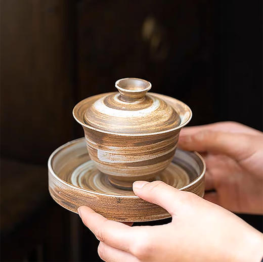 沁茶悦旅丨粗陶三才盖碗 茶具 泡茶 130ml  商品图0