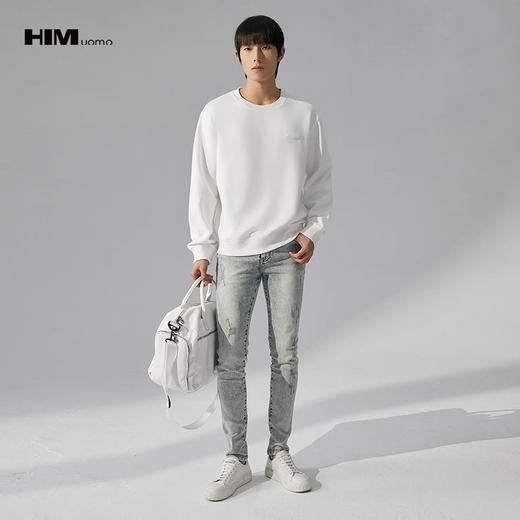 HIM漢崇 立体胶章LOGO长袖卫衣男舒适珠地棉休闲套头上衣2025秋季 商品图1