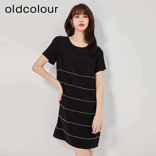 oldcolour2023夏季新款黑色时尚气质宽松显瘦连衣裙女HO26101529 商品图3