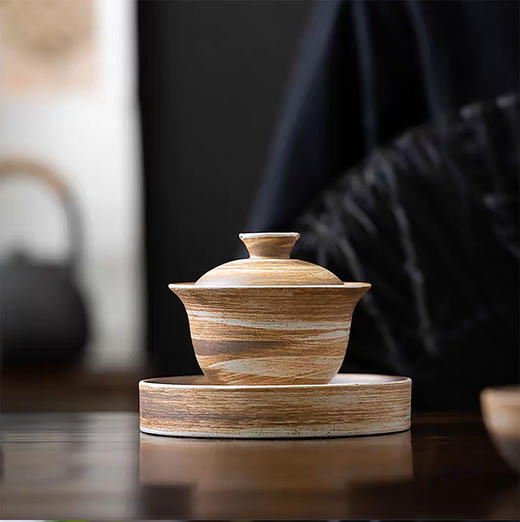 沁茶悦旅丨粗陶三才盖碗 茶具 泡茶 130ml  商品图1