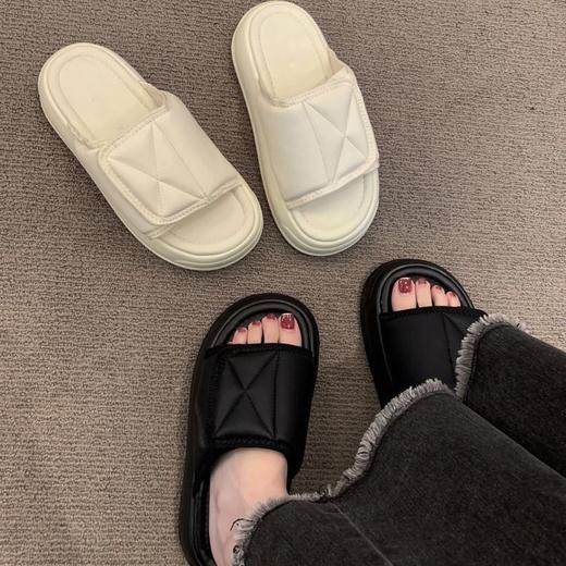 【厚底外穿魔术贴拖鞋】厚底外穿拖鞋女夏魔术贴，亲肤透气舒适内里细腻面料，高级感踩屎感松糕小个子防滑沙滩凉拖鞋女QQ 商品图2