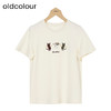 oldcolour秋季新款趣味猫咪刺绣时尚圆领短袖T恤女P310202B1 商品缩略图0
