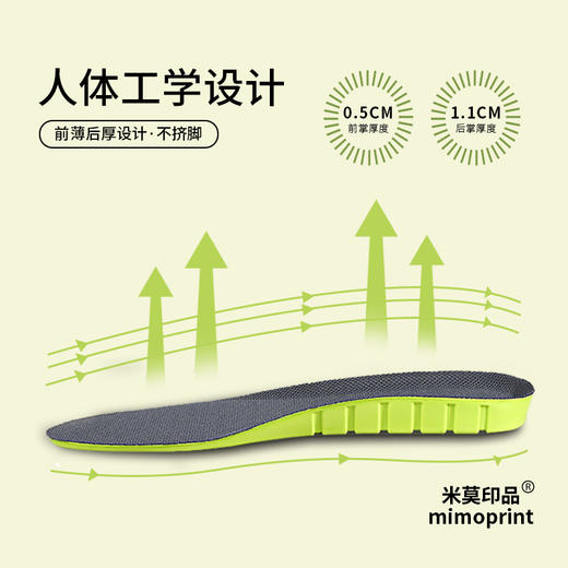 米莫印品高弹运动鞋垫/恒温鞋垫  艾草除臭睬屎感舒适减震 透气网眼清爽不闷脚 吸汗透气男女同款鞋垫 商品图5