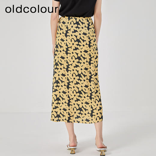 oldcolour2023夏新款复古气质高腰直筒印花长款半身裙HO26063531 商品图4