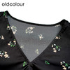 oldcolour夏季新款法式泡泡袖V领短款碎花衬衫女上衣P25012541 商品缩略图2