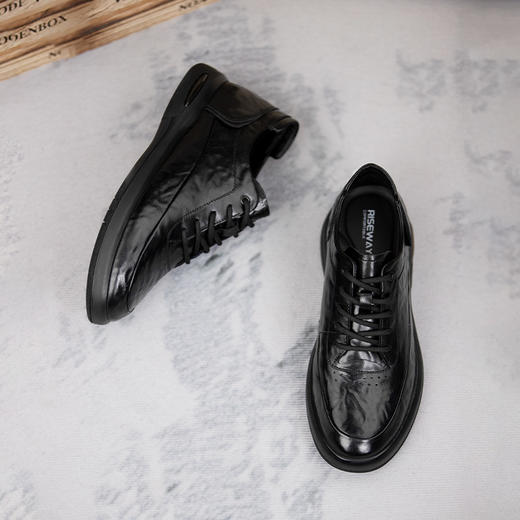 男士皮鞋男款休闲皮鞋内增高德比鞋圆头黑色正装商务 商品图1