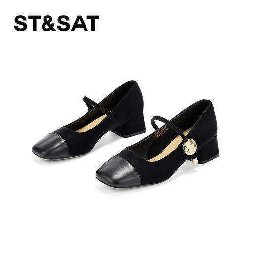 星期六清冷感简约粗跟一字扣玛丽珍SSC2111E4Y 商品图12