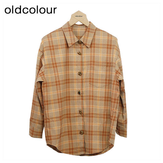 oldcolour格子衬衫秋季新款宽松显瘦长袖通勤上衣女O33013323 商品图0
