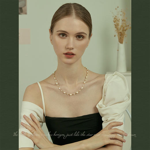 Oflye潮流饰品  新款满天星珍珠项链女天然淡水珠项链小众多巴胺珍珠错落颈链 商品图2