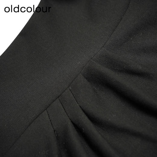 oldcolour秋季新款不规则收腰时尚修身纯色长袖连衣裙女P381014A1 商品图3