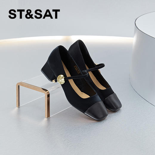 星期六清冷感简约粗跟一字扣玛丽珍SSC2111E4Y 商品图5