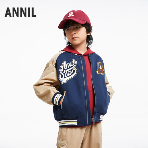 男童运动风棒球保暖外套服安奈儿童装实体店同款AB435523 商品图0