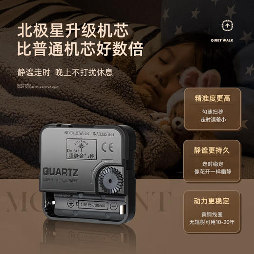 北极星（POLARIS）挂钟时尚创意客厅钟表 简约石英钟30cm 2842黑色 1434338 商品图1