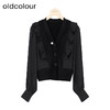 oldcolour秋季新款黑色高级V领长袖毛织短外套女P380501A1 商品缩略图0