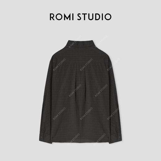 ROMI STUDIO“美式复古”100棉细格纹磨毛洗水做旧宽松衬衣431C1050 商品图1